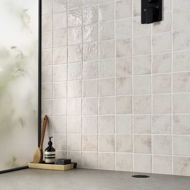 Greta 4.72 In. X 4.72 In. Glossy Textured Porcelain Floor And Wall Tile (4.48 Sq. Ft. / Case), Seashell White