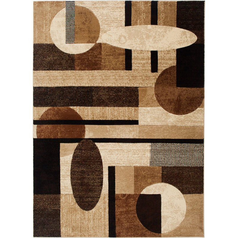 Tapis géométrique beige / brun / noir