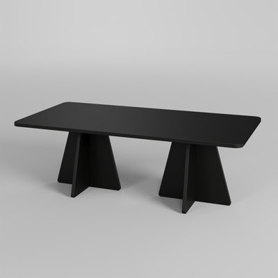 Modern Black Coffee Table, 47.2 x 15.7 x 23.6 Inches | 100% Melamine Coated Particle Board, Thickness: 0.7 Inches | Durable PVC Strapping, Elegant Solid Color Design | Perfect for Living Room, Stylish & Functional