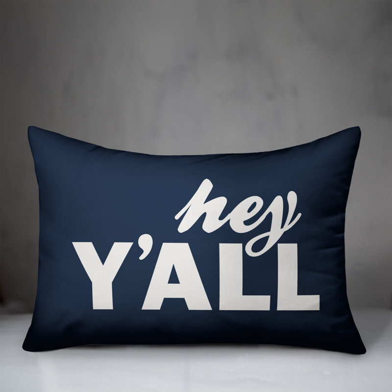 Textual Outdoor Throw Pillow, Navy