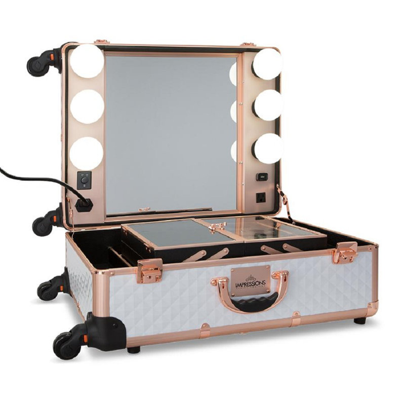 Trousse de voyage avec support Slaycase Pro Vanity, Blanc/Or rose