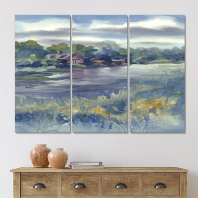 «Autumn Landscape By The River», reproduction d'art sur toile traditionnelle