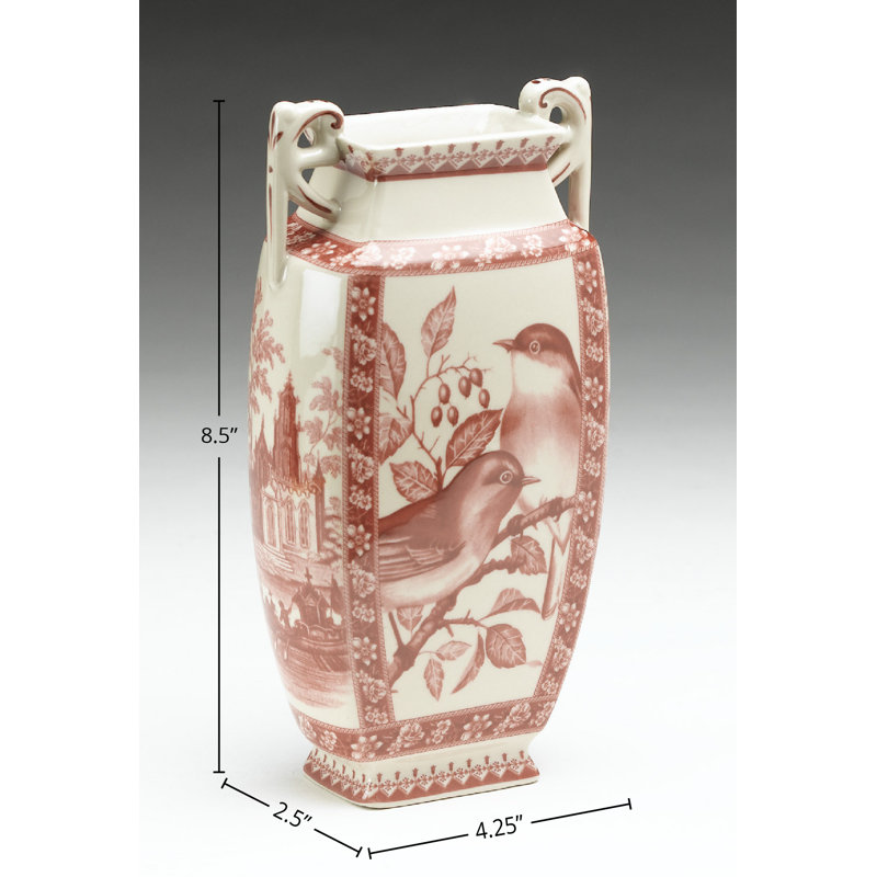 Table Vase, Red/Cream