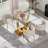 Rectangle Pedestal Dining Set with Woven Dining Chair-514036283-514036300