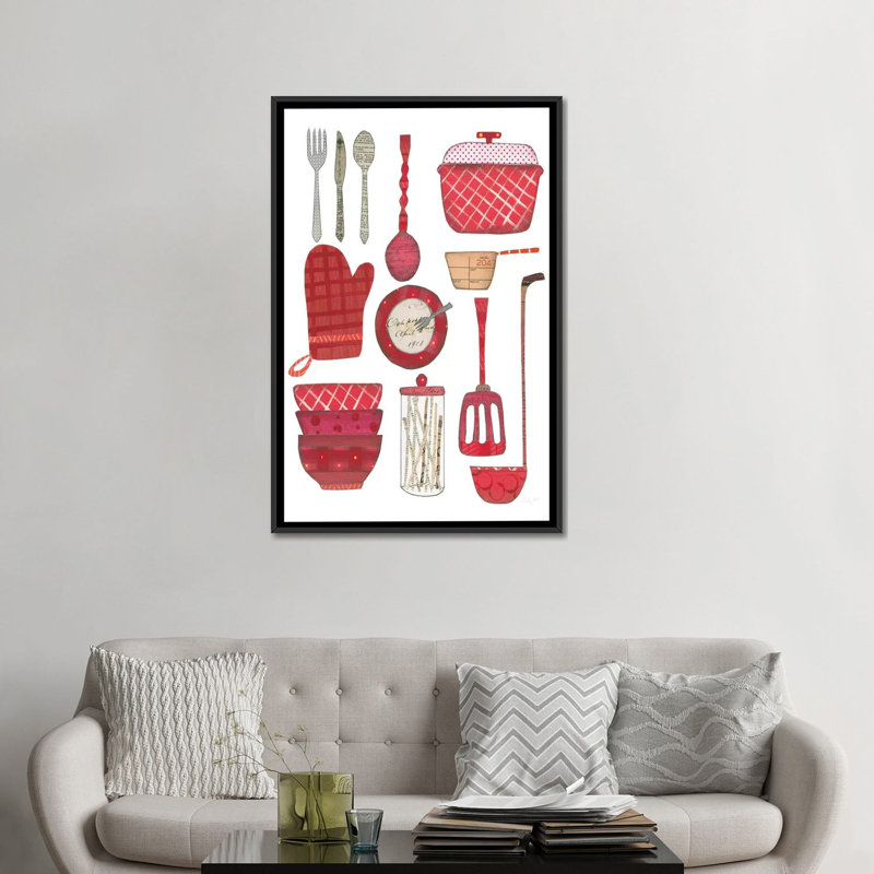 « cuisine de cuisson ii », reproduction sur toile tendue, H 26 po x l 18 po x P 1,5 po, Toile avec cadre noir, Pas de tapis