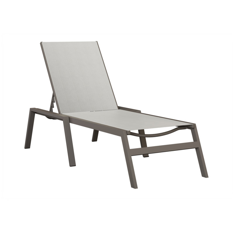 Colella Graphite Aluminum Chaise Armless Lounge With Luxe Black Sling Fabric, Pale Gray, Graphite