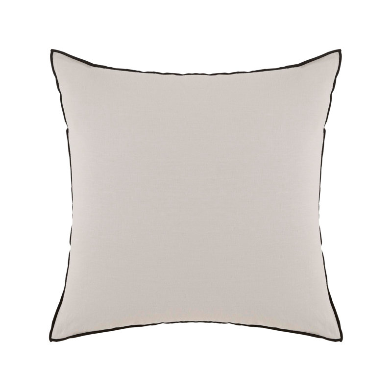 Carlina 100% Linen Button Pillow Protector, Square, Light Beige