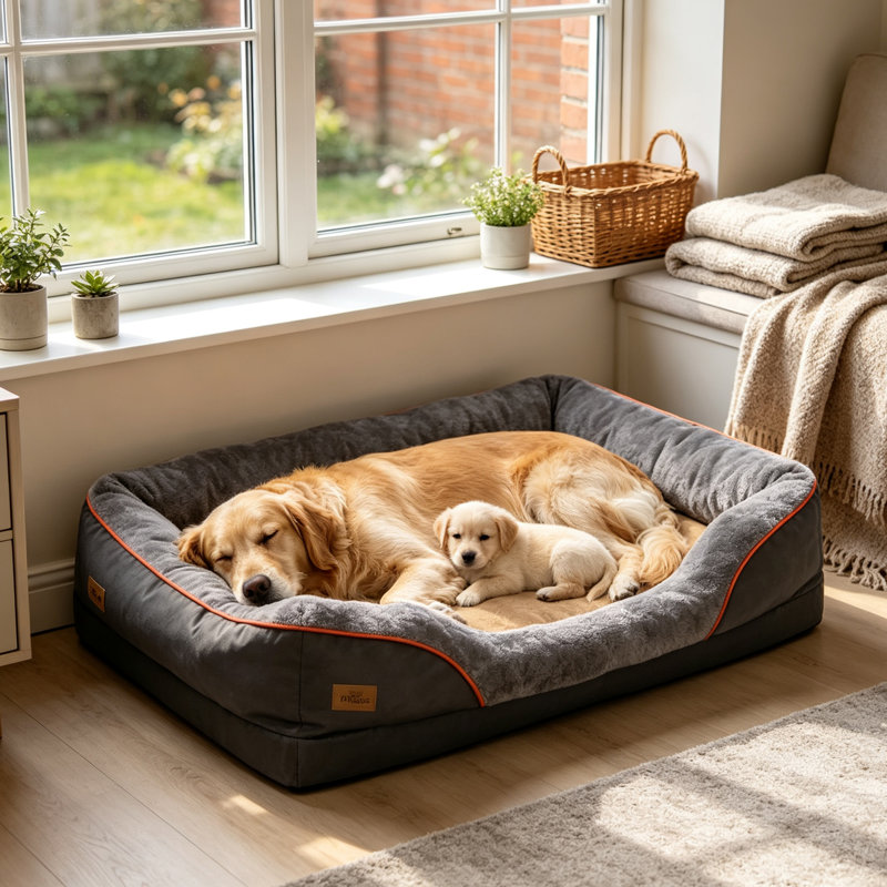 Orthopaedic Dog Bed Bolster Cushion, 30cm H x 120cm W x 90cm D