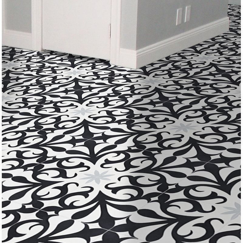 Tazarin 8" x 8'' Cement Patterned Wall & Floor Tile