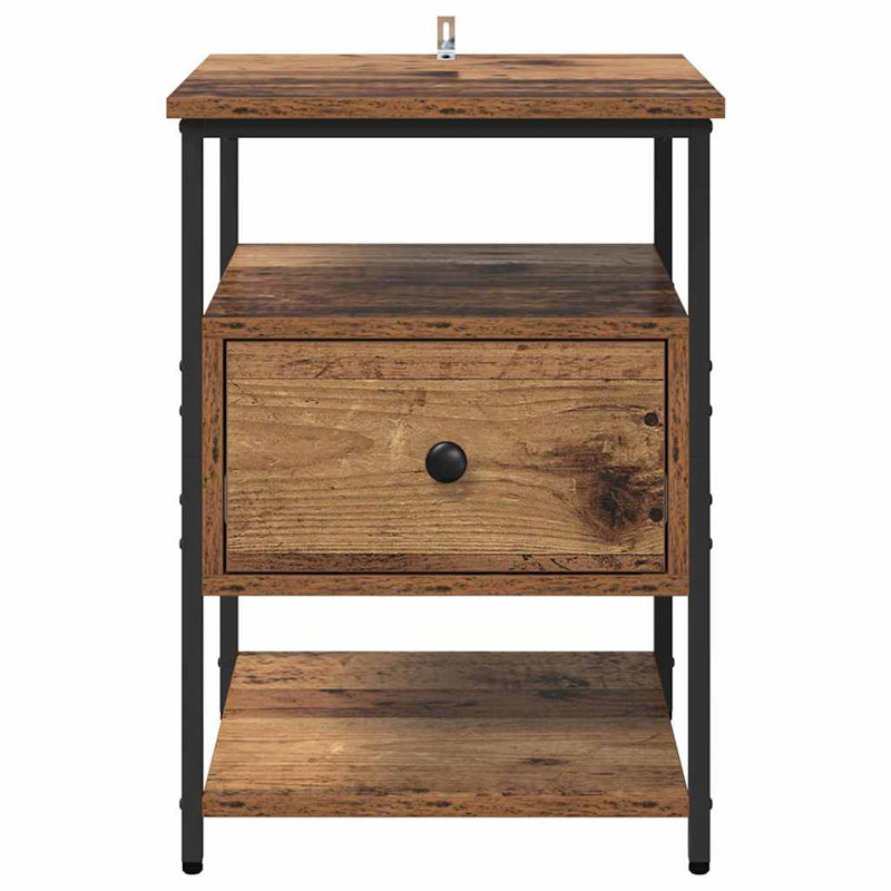 40cm W Manufactured Wood Bedside Table, Old Wood