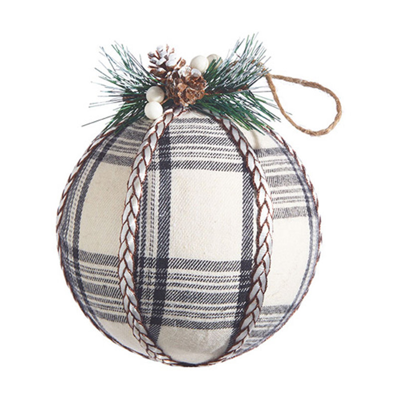 6'' Handmade Plaid Fabric Ball Ornament
