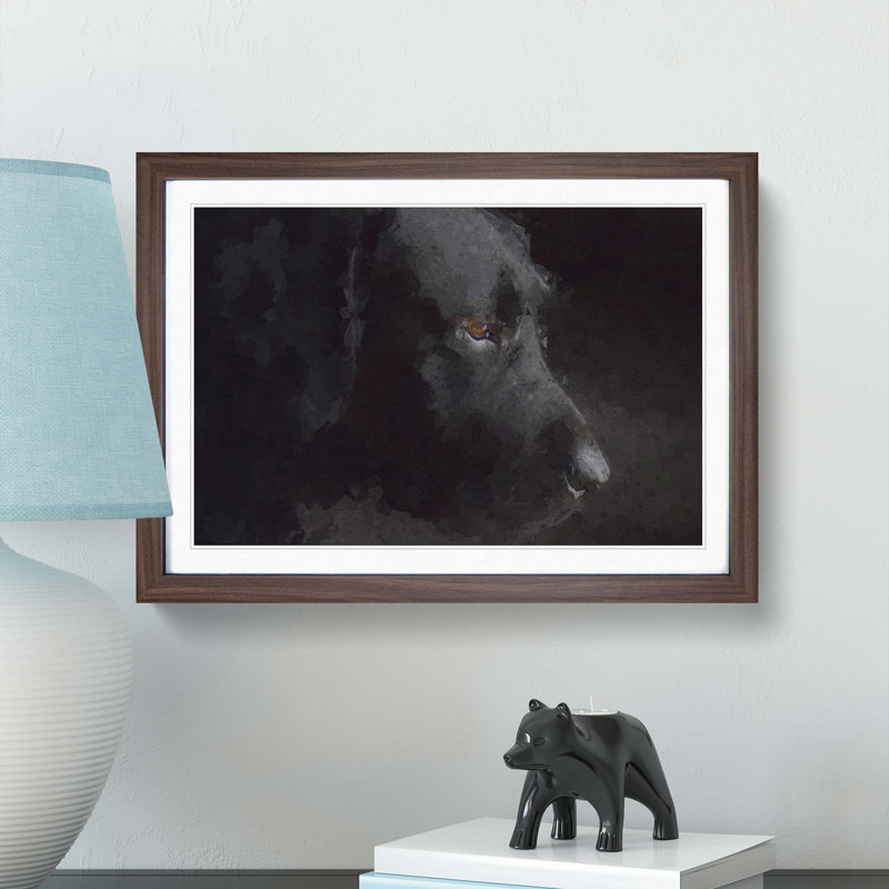 Black Labrador Retriever in Abstract - Picture Frame Graphic Art Print, 48cm H x 65cm W x 2cm D, Walnut Framed