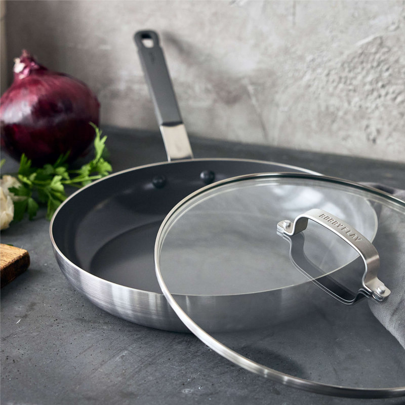 Bobby Flay by GreenPan PFAS-Free Nonstick Stainless Steel 12” Frypan with Lid