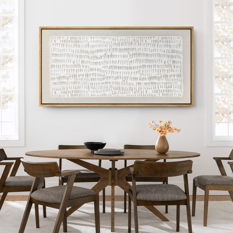 Minimalist Geometric Pattern in Neutral Tones Modern Art, Natural, 30" H x 60" W