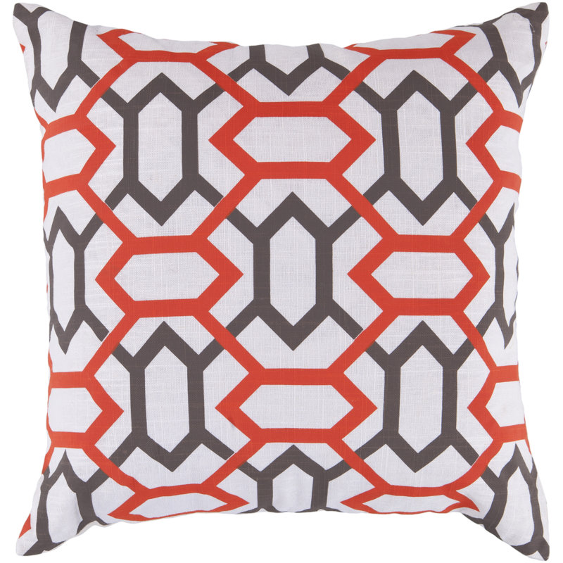 Zoe Geometric Pillow Cover, 22" x 22", White/Lime