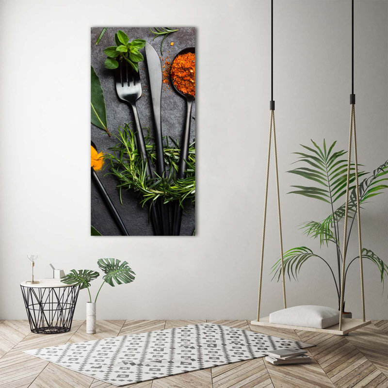 Cutlery And Spices - Wrapped Canvas Print