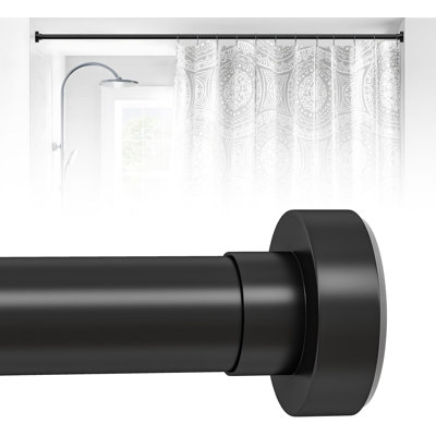 Black Spring Tension Shower Rods to33-58 Inch:Modern Heavy Duty Adjustable,No Drilling No-Slip Easy Install
