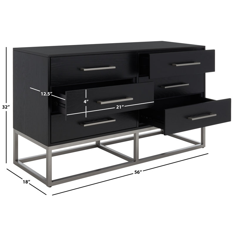 Sherilynne 6 Drawer Dresser, Black