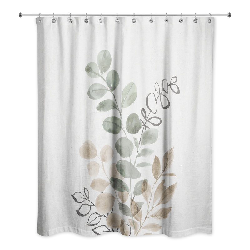 Sage Tan Leaves Shower Curtain