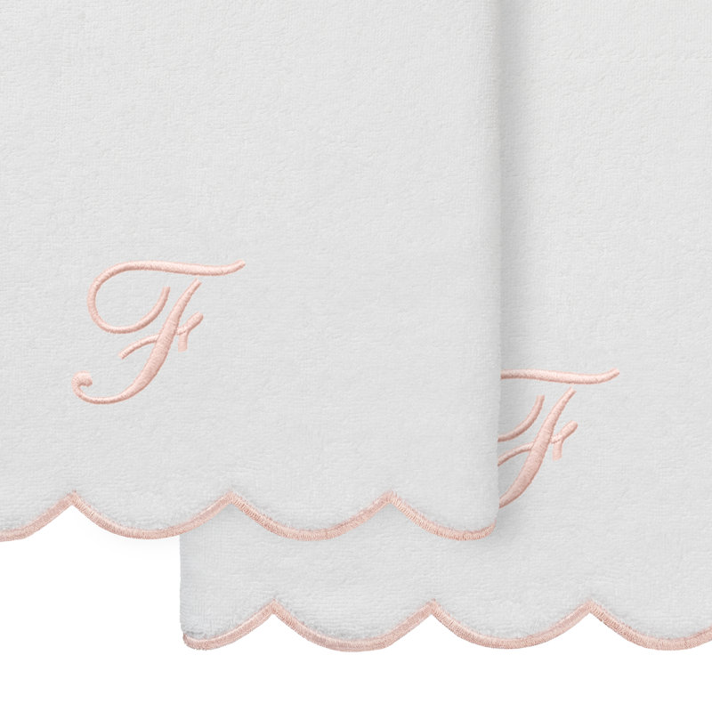  Ensemble de serviettes de bain personnalisables 100% coton turque ADORNIA 2PC, F, Blanc / Rose