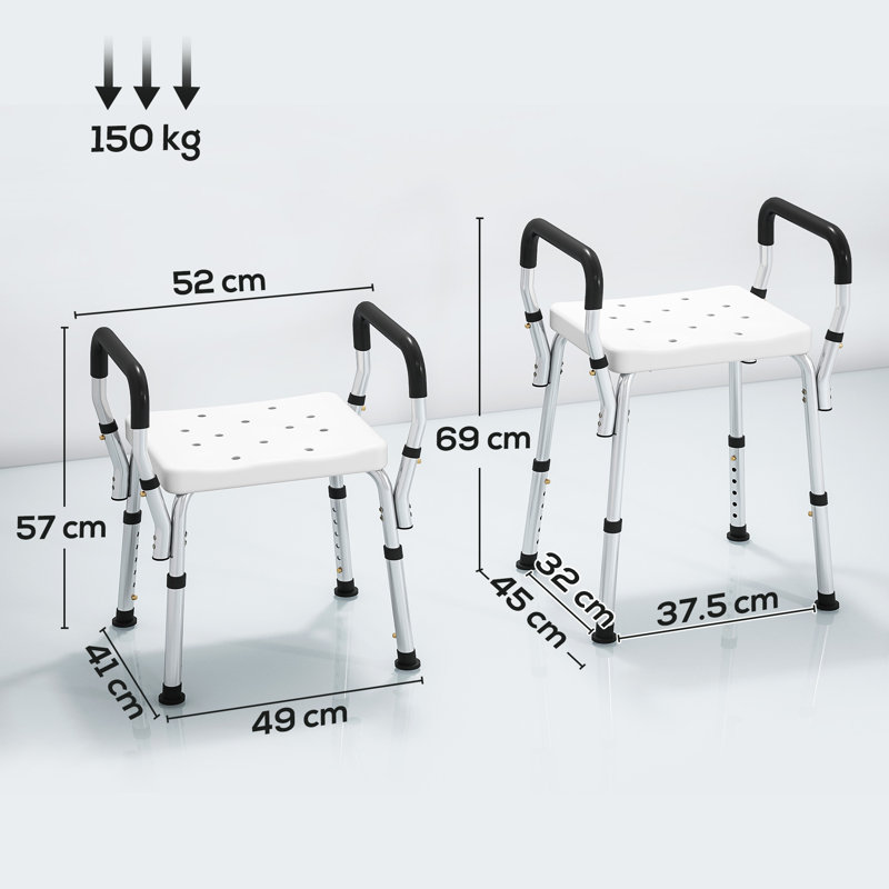 Shower Stool, White/Black