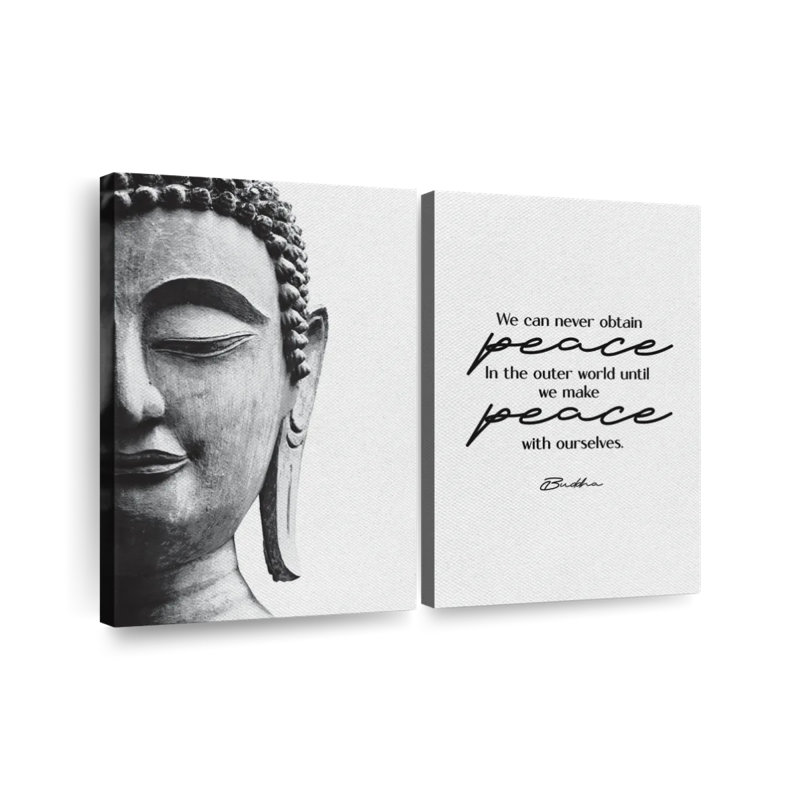 «Peace Quote Buddha», reproduction sur toile, H 42 po x l 57 po x P 1,25 po
