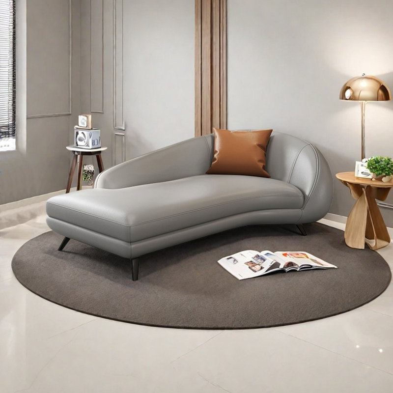 Fauteuil inclinable ergonomique en cuir Napa, Gris, Orienté à droite