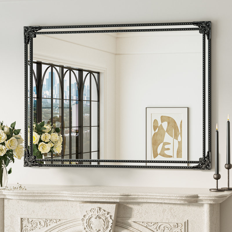 Iron Rectangle Mirror, 101.6cm x 76.2cm, Antique Black