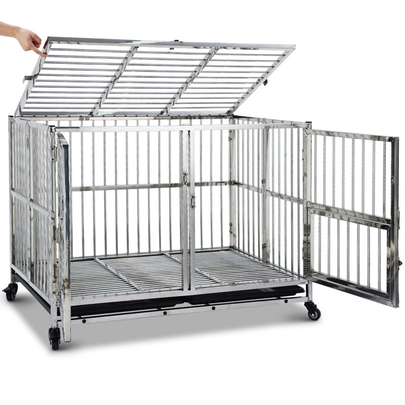 Cage pour chien améliorée de 48 pouces, caisse robuste, plaque de base renforcée pour grands chiens
