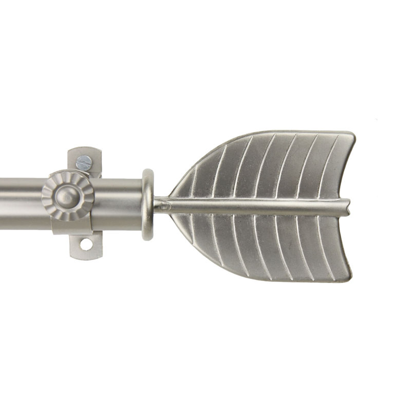 Lemuel Stainless Steel Adjustable 0.75'' Single Curtain Rod, 48" - 84", Satin Nickel