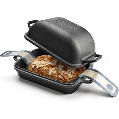 Cocotte en fonte pré-culottée Davivy de 5,78 L avec porte-pain en silicone, moule à pain robuste pour pain au levain artisanal, résistant à la chaleur jusqu'à 260 °C (500 °F).