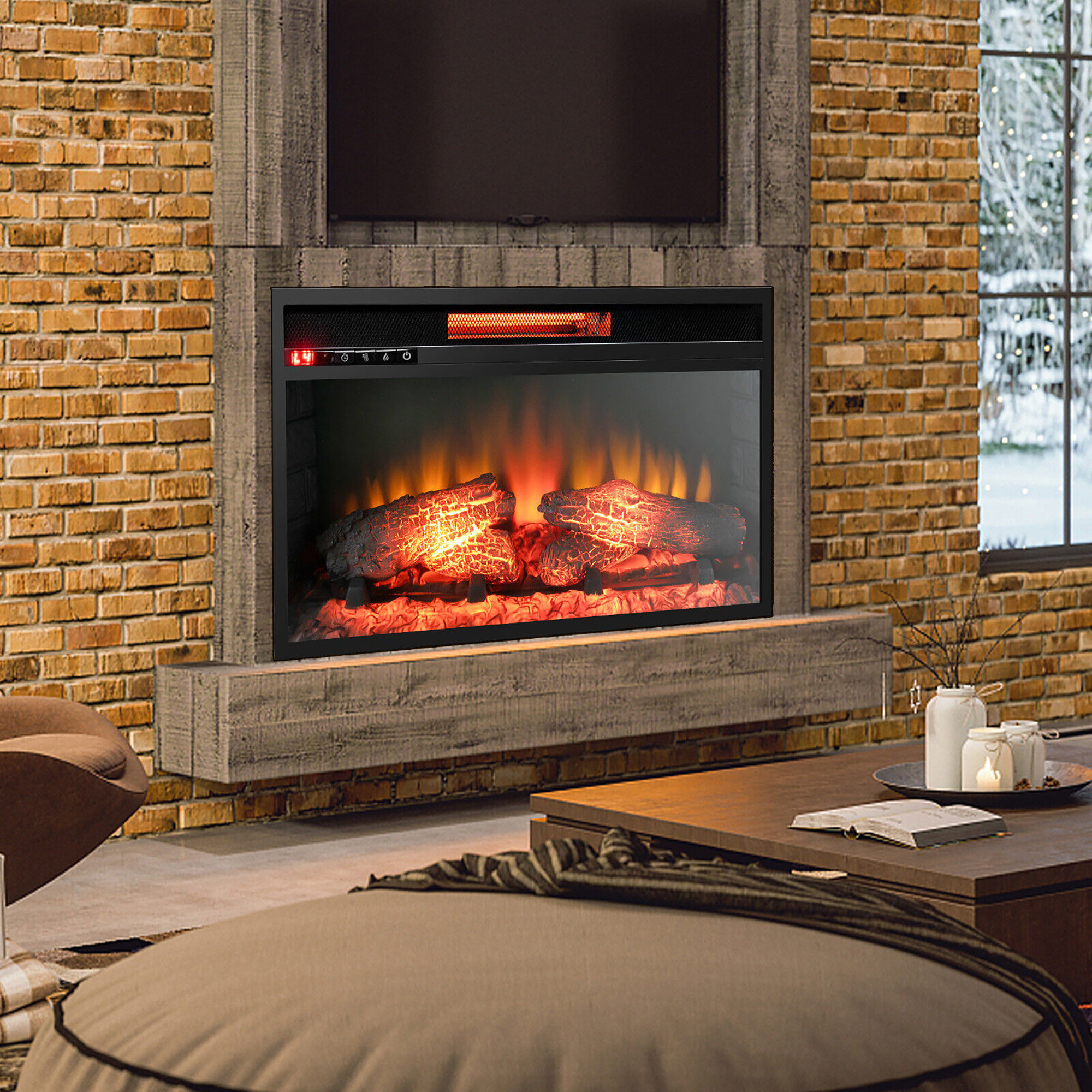 Symple Stuff Hoai 27'' W Electric Fireplace Insert | Wayfair