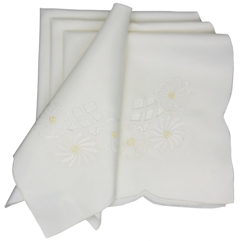 Weidler Polyester Embroidered Square Napkin, White