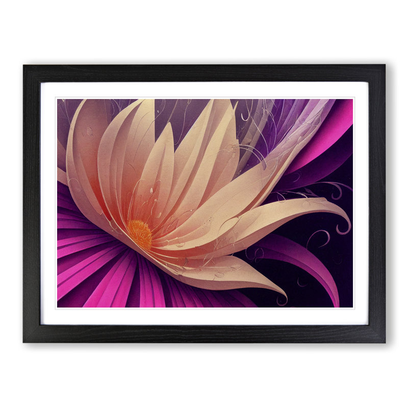XH1022-7089X Positive Modern Flower Art - Single Picture Frame Print, 46cm H x 64cm W x 2cm D, Black Framed