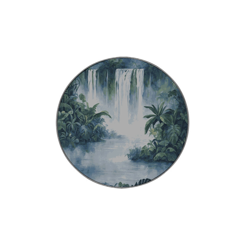 Tapis gris soyeux et moelleux, Rond 5 pi