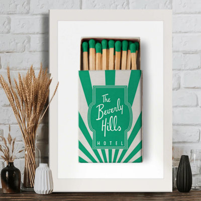 Retro Beverly Hills Hotel Matchbox Vintage Illustration Art on Wrapped Canvas - 36" H x 24" W