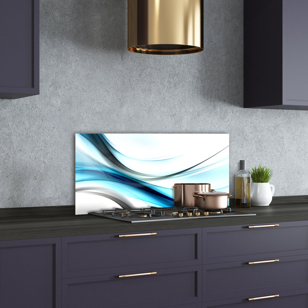 Barriejames Waves Abstraction 50cm x 100cm Glass Panel