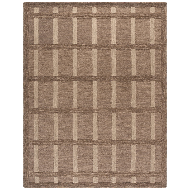 Tapis géométrique Genre 850 tufté à la main, 80 % laine, 20 % coton, Rectangulaire 8 pi x 10 pi