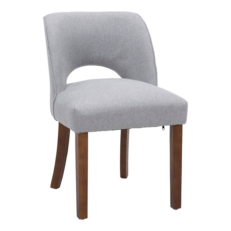 Set of 2 Chenille Upholstered Dining Chairs, Grey, Grey