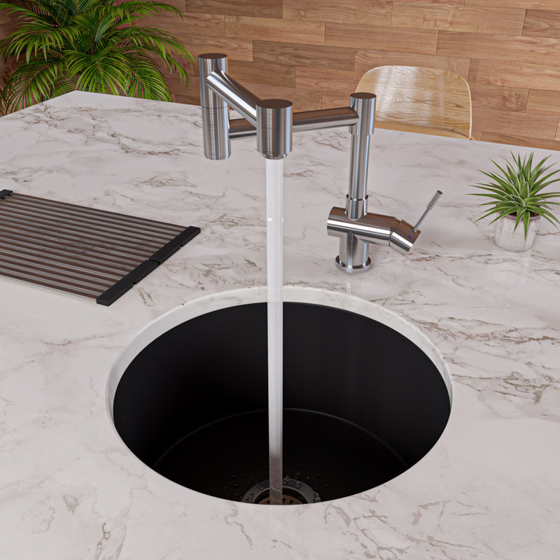 18.5'' L Single Bowl Fireclay Kitchen Sink, Black Matte