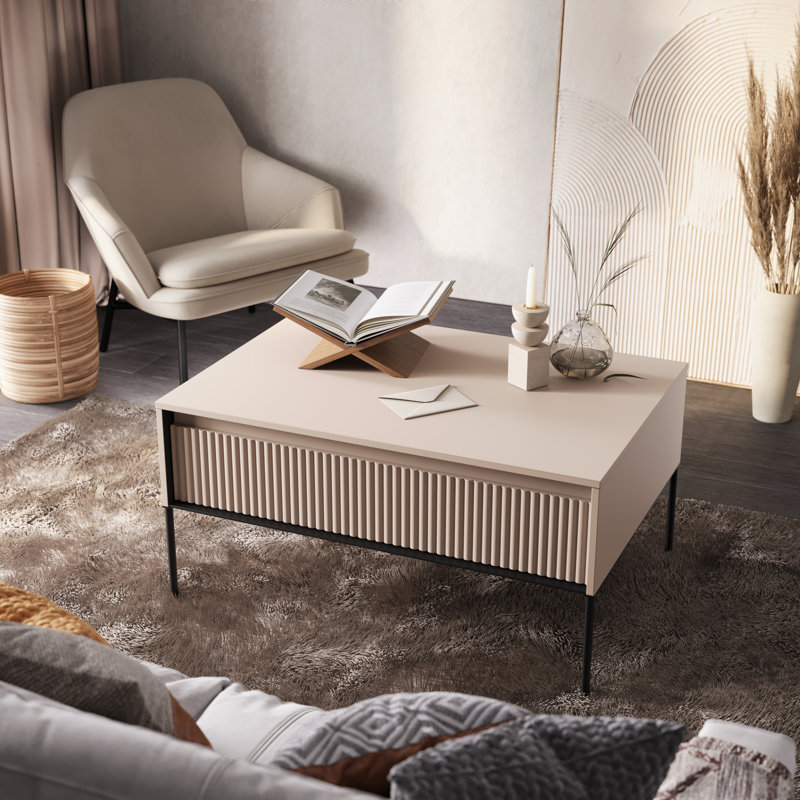 Amarian 4 Legs Coffee Table with Storage, Sand Beige