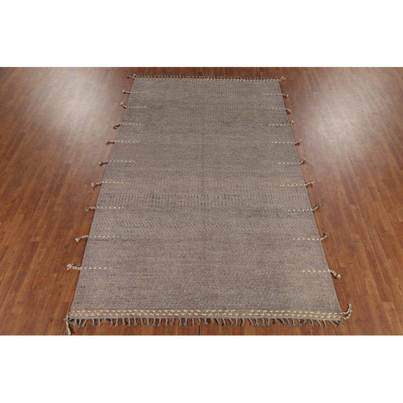 Tapis marocain moderne à rayures All-Over 7 x 11