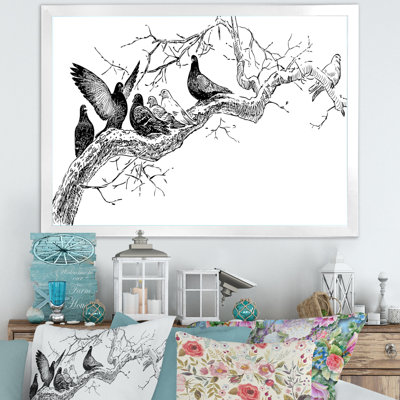 «Pigeons on the Tree Branch», reproduction de photo sur toile