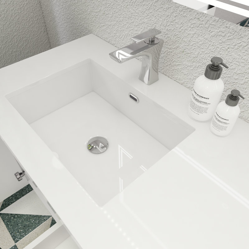 Single Bathroom Vanity with Acrylic Top, High Gloss Black