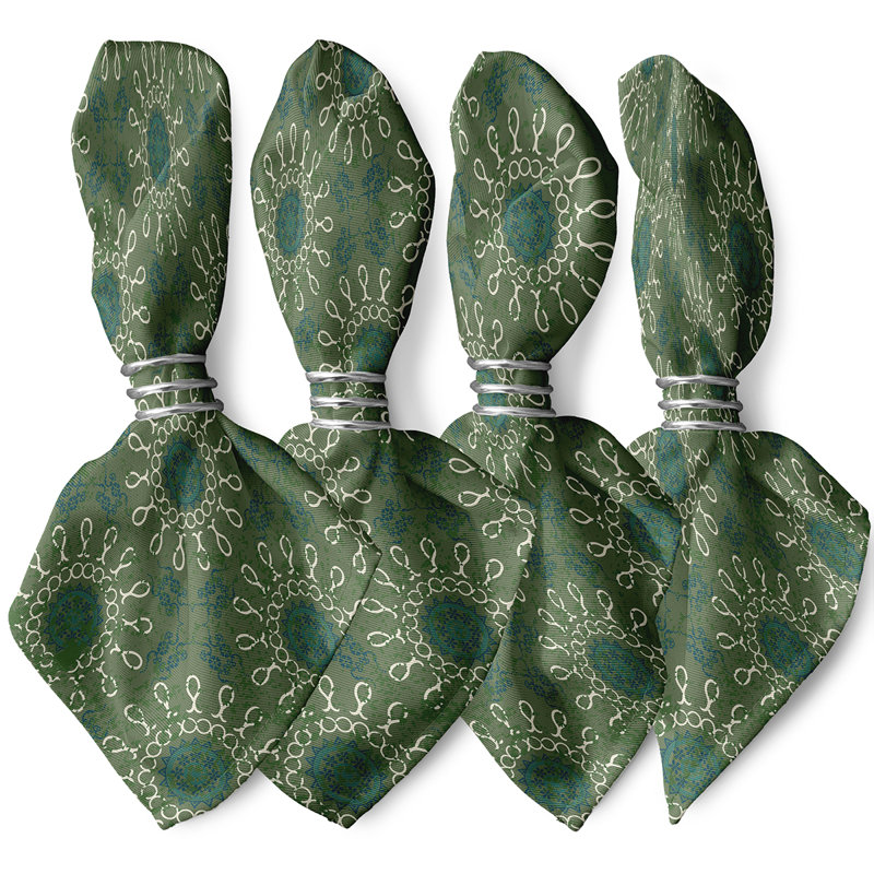 Polyester Floral Square Napkin, Green