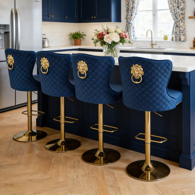 Swivel Upholstered Adjustable Counter Stool With Tufted Backs Set of 4