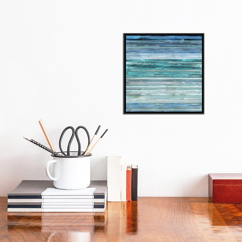 «Strata in Aqua», reproduction d'art sur toile, H 12 po x l 12 po x P 1,5 po, Toile avec cadre noir