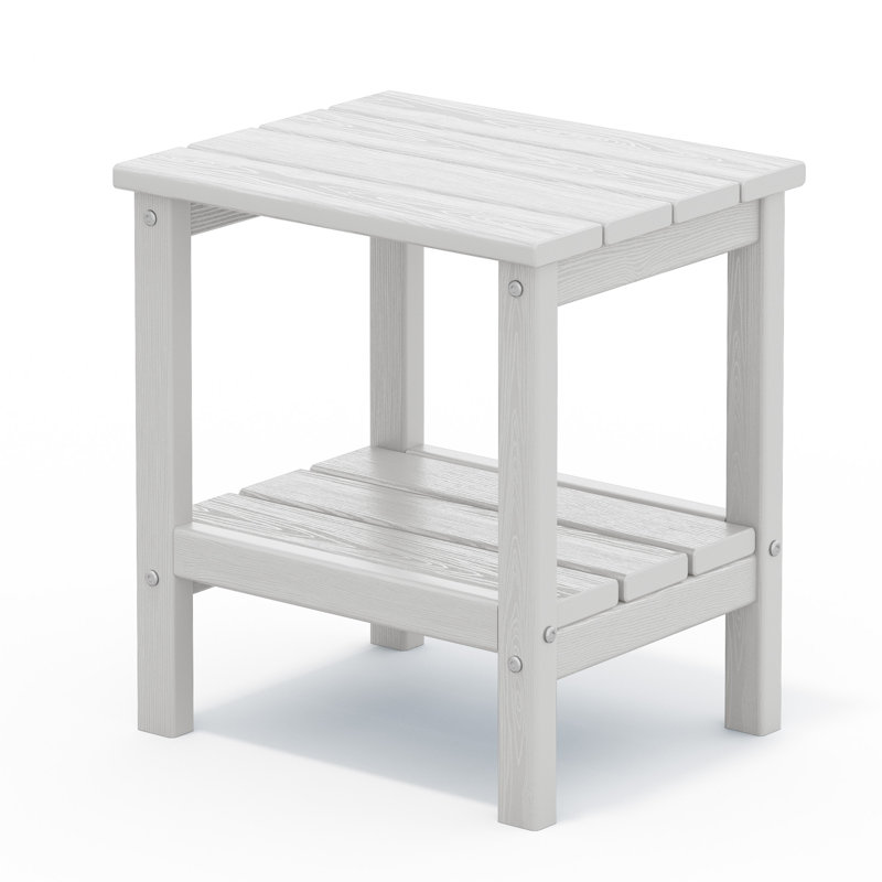 Wolak Double-Tier Patio Table Side Table, White