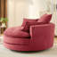Fauteuil de salon rond pivotant à 360° rouge avec coussin double couche, oreiller de soutien, mécanisme silencieux, tissu velours côtelé pour faire la sieste au bureau, profondeur d'assise de 96,5 cm, design du coussin, 3 oreillers amovibles.