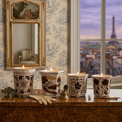 Bougies parfumées décoratives pour la décoration intérieure - Collection de bougies en céramique de cire de soja avec jasmin, lavande, plumeria, sauge et eucalyptus - ensemble de 4